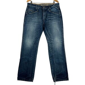 VTG Express Rocco Jeans Mens 36x34‎ Y2K Slim Fit Low Rise Wide Leg Denim Blue